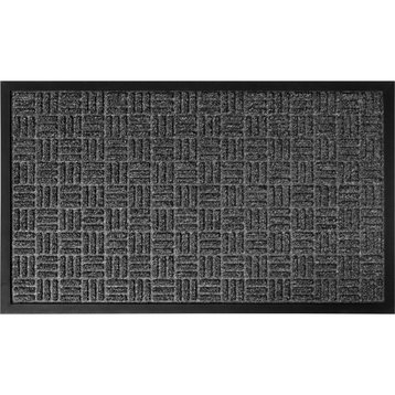 Yvan Modern Grey Checkerboard Outdoor Front Door Mat, Durable 30"x18"
