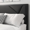 Modern Twin Size Metal Bed Frame with Geometric Litchi Grain Leather Headboard