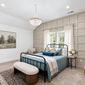Primary Bedroom with Geometric Accent Wall