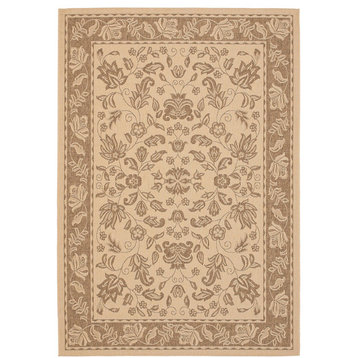 Safavieh Courtyard Cy6555-22 Floral Outdoor Rug, Brown/Creme, 5'3"x7'7"