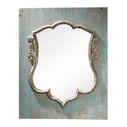 Vagabond Vintage - Distressed Wood Shield Mirror - Wall Mirrors