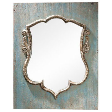 Distressed Wood Shield Mirror