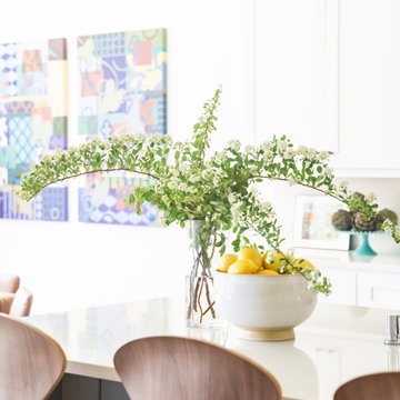 Kitchen Styling Dallas – Island Detail with Fresh Florals & Bar Seating | Lark I