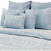 Queen Duvet Cover 3 Pc set in Gray Cotton with Lace Embroidery - Gray Adornment