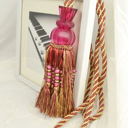 5 Colors QYM38 Polyester and Acrylic Curtain Tassel Tie Backs in Red Color - Window Treatment Accessories