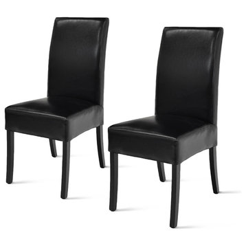 Valencia Dining Side Chair, Black, Bicast Leather