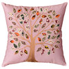 Lavender Tree of Life Decorative Pillow Cover Cotton Applique Work 18x18"