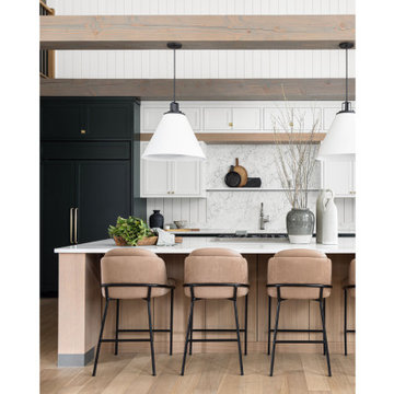 Natural Earthy Cottage Kitchen with Dark Green Painted Cabinets