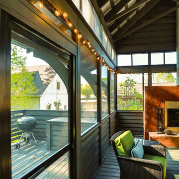 Deck with a covered screen room porch