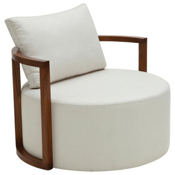 Kav Lounge Chair, Cream Leatherette