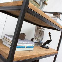 Ralph Bespoke Reclaimed Scaffolding Boards and Welded Dark Steel Box Section Fra - Bookcases