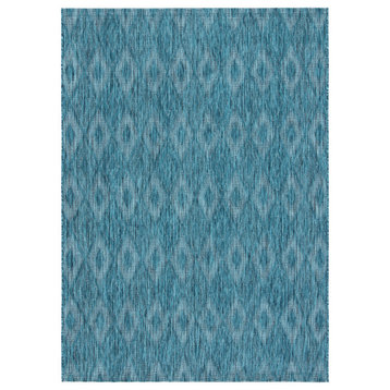 Courtyard Cy8522-37222 Geometric Rug, Turquoise and Blue, 6'7"x6'7" Square