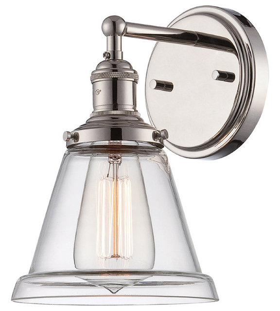Antique Incandescent Downlight Sconce With A Transitional Clear Incandescent Sconce With Clear Glass Shade