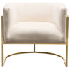 Pandora Accent Chair in Cream Velvet with Polished Gold Stainless Steel Frame