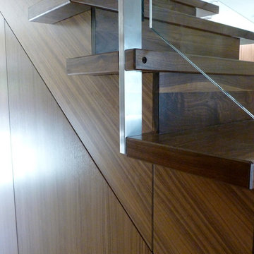walnut steel and glass stair details