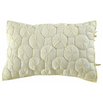 Dream Waltz Luxury Pure Cotton Quilted Pillow Sham, Ivory, Standard