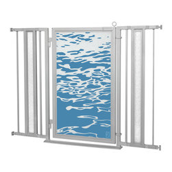 Fusion Gates - Fusion Gate with Healing Waters Design, Satin Nickel, 36"-52" - Baby Gates And Child Safety
