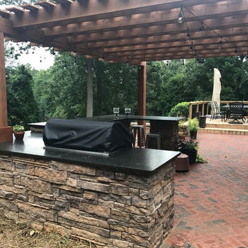 Winston-Salem, NC New Raised Patio, Outdoor Kitchen w/Pergola and Party Bar Area