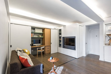 Inspiration for a modern family room remodel in New York