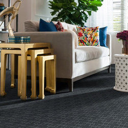 Navy Patterned Carpet - Doors Open - Flooring