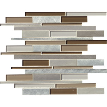 MSI GLSMTIL-MA8MM 12" x 12" Linear Mosaic Wall Tile - Smooth - Multicolored