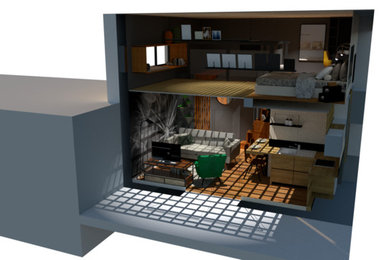 Exemple d'une petite salle de séjour moderne.