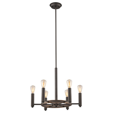 Ironclad 6-Light Rubbed Bronze Ceiling Pendant 20"