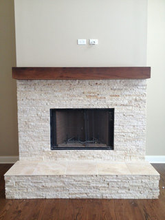 what to use for a mantel behind a wood stove?