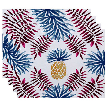 Pineapple and Spike, Geometric Print Placemat, Purple