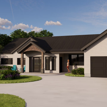 3D Rendering: Black and White Exterior Home Design