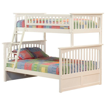 AFI Columbia Twin Over Full Solid Wood Bunk Bed with USB Charger in White