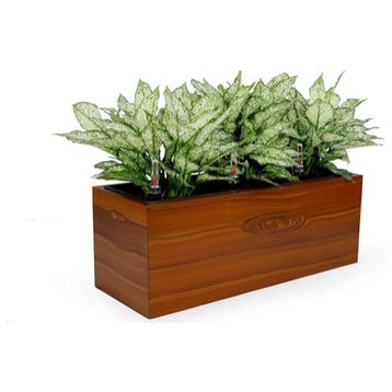 Catleza 3-Liner Self-watering Rectangle Planter Box , Dark Wood