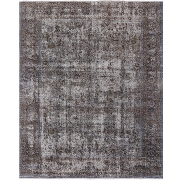 9'x12' Signed Persian Vintage White Wash Wool Area Rug, Q1931
