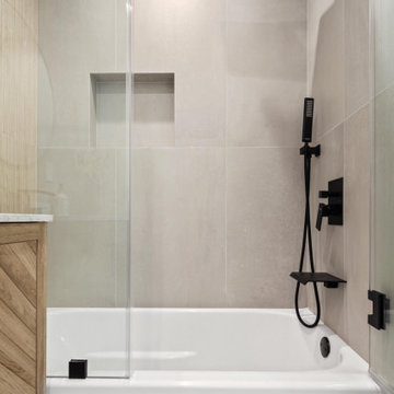 Modern Tub & Shower Remodel with Matte Black Fixtures | Van Nuys, Los Angeles