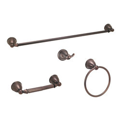 Designers Impressions - Astor Series 4 Piece Oil Rubbed Bronze Bathroom Hardware Set - Bathroom Accessory Sets