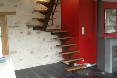 realisation d'un escalier métal marche en bois