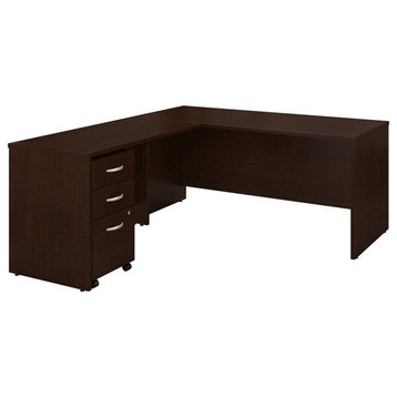 Series C 66"W L-Shaped Desk with 48"W Return and Mobile File in Mocha Cherry