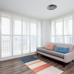 Shutter Set Fiji Living Room Windows (Slats opened) - Interior Shutters