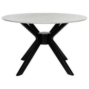 Chelsea Round Dining Table, Dark Gray/Matte Black