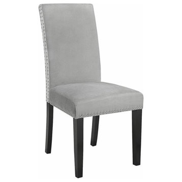 Uptown Club Sherpa Velvet Upholstered Dining Side Chair in Gray (Set of 2)