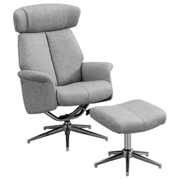 Recliner Swivel Accent Chair With Ottoman, Gray
