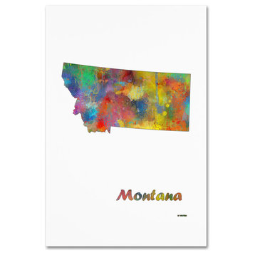 Marlene Watson 'Montana State Map-1' Canvas Art, 12"x19"