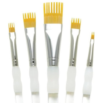 Aqualon Royal and Langnickel Wisp Short Handle Paint Brush Set, Flat, 5-Piece