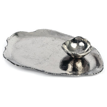 Star Home Artisan Nickel-Plated Cast Aluminum Chip and Dip Platter