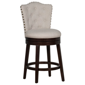 Hillsdale Edenwood Wood Counter Height Swivel Stool with Tufted Back