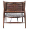 Soleil Leather Woven Accent Chair, Brown