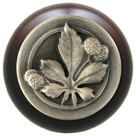 Horse Chestnut Wood Knob, Antique Pewter