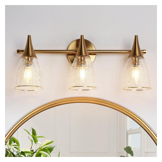 LALUZ 3-Light Modern Gold Bathroom Vanity Light - Transitional ...