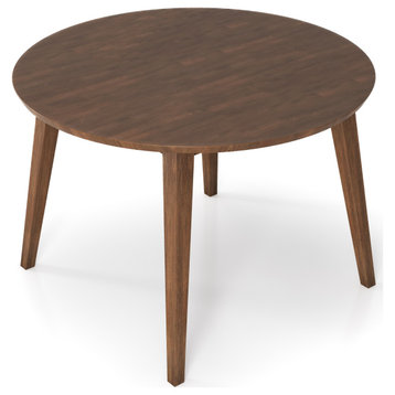 Martha Mid-Century Modern Solid Wood Walnut Round Dining Table