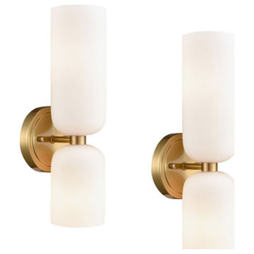 Modern Gold 2-Light Wall Sconce Vanity Light, Set of 2